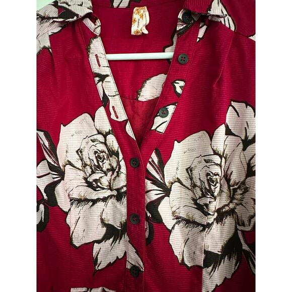 Maeve by Anthropologie Women's Red Floral Print Dagmar collared Dress Size 4 - Picture 4 of 11